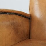 Luxury armchair made of cowhide leather with a beautiful warm colour scheme