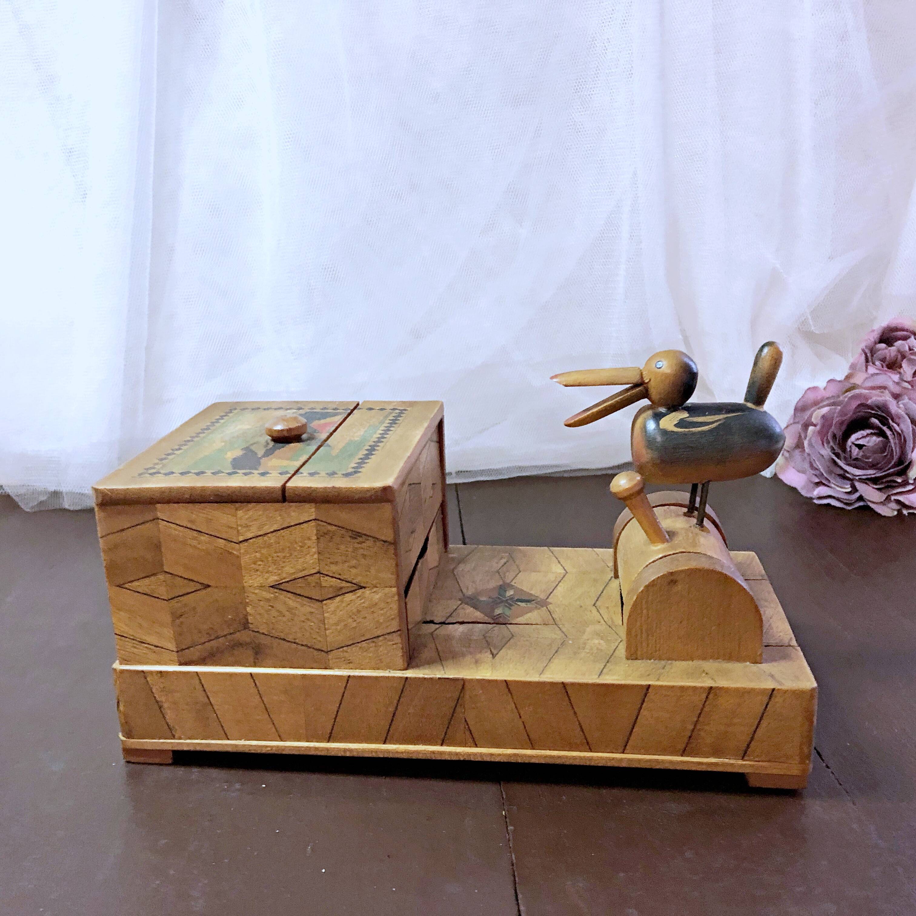 Cigarette dispenser inlaid wood Retro 30/40