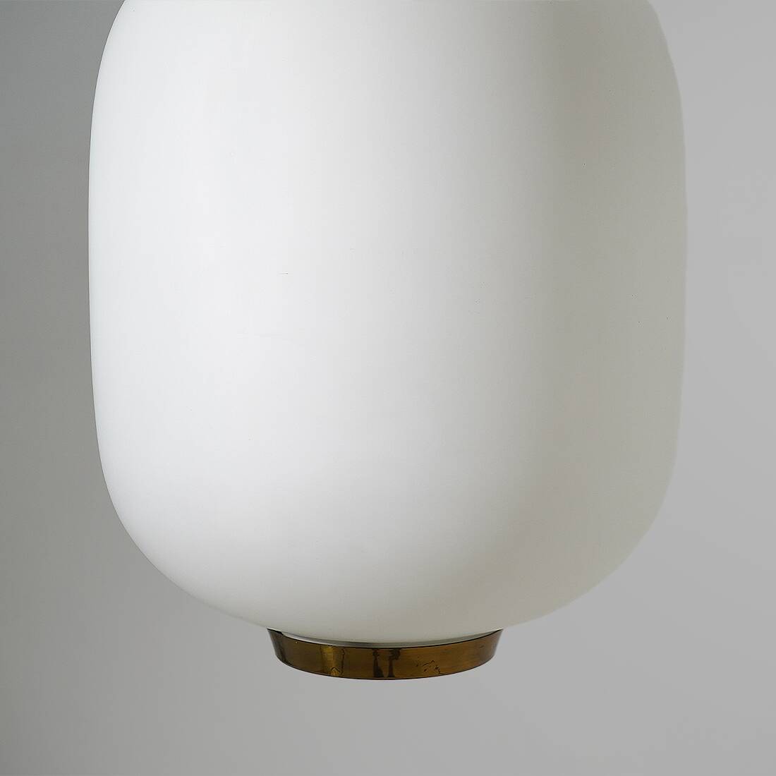 Chandelier in white opaline glass and brass, 1950s