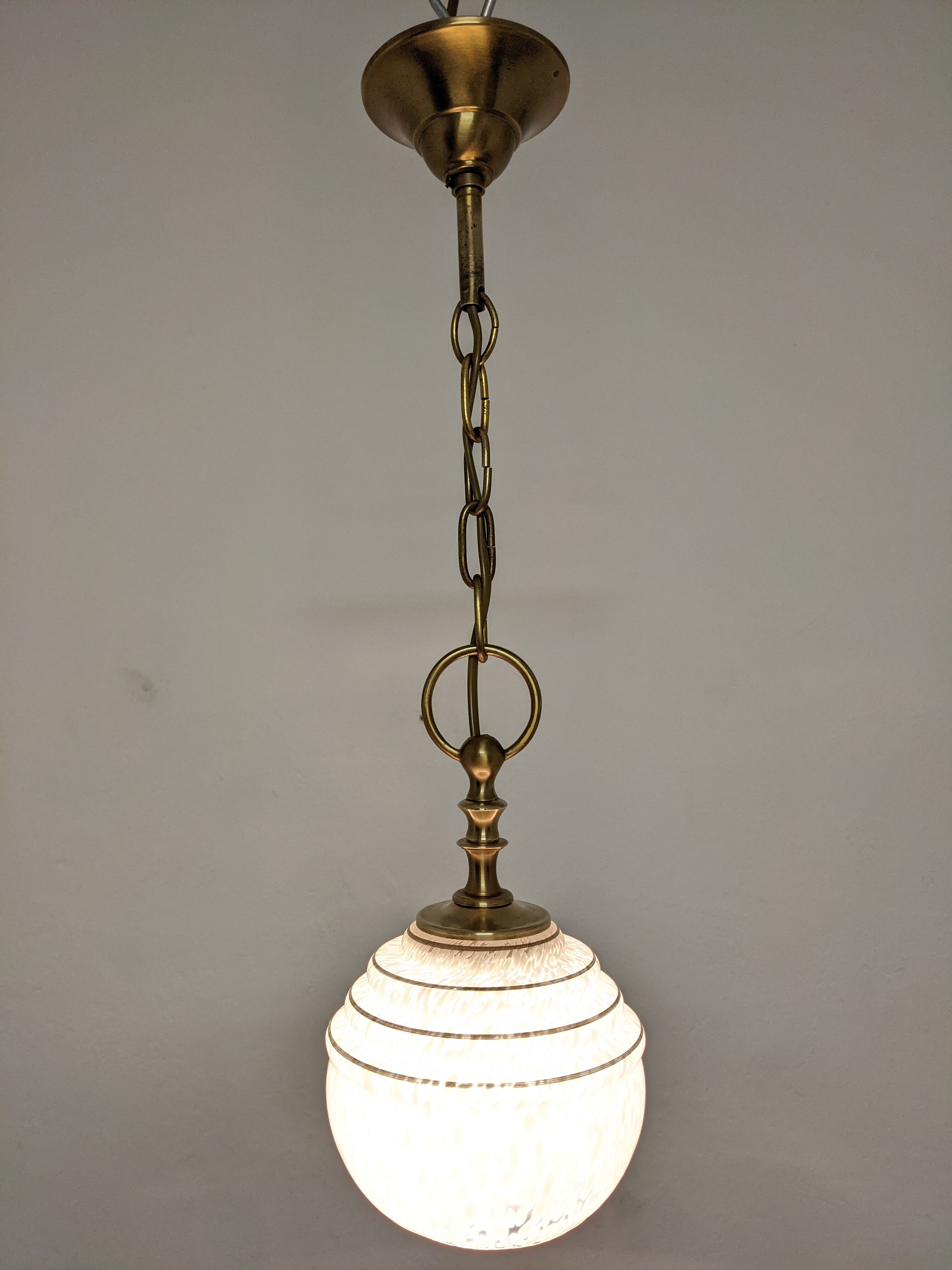 Vintage glass pendant lamp from Clichy