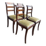 4 mahogany chairs with green velvet