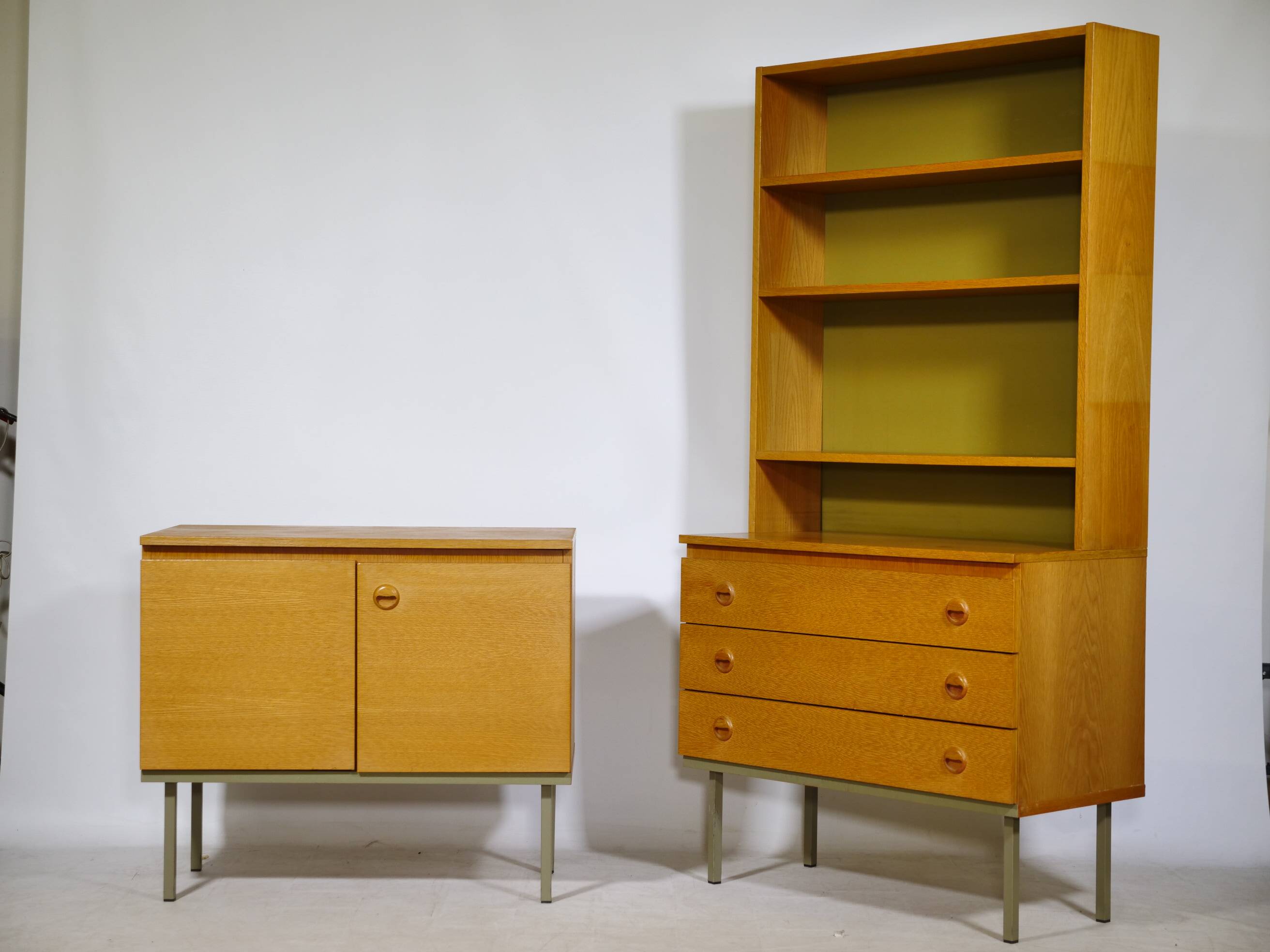 Modular Oak Shelving and Sideboard Set, 1960s