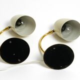 Pair of beautiful German Mid Century Modern brass table lamps with metal sh