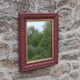 Vintage wall mirror in carved wood, burgundy and gold – Art Deco style – H4