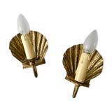 Pair of golden metal shell sconces