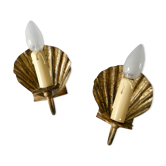 Pair of golden metal shell sconces