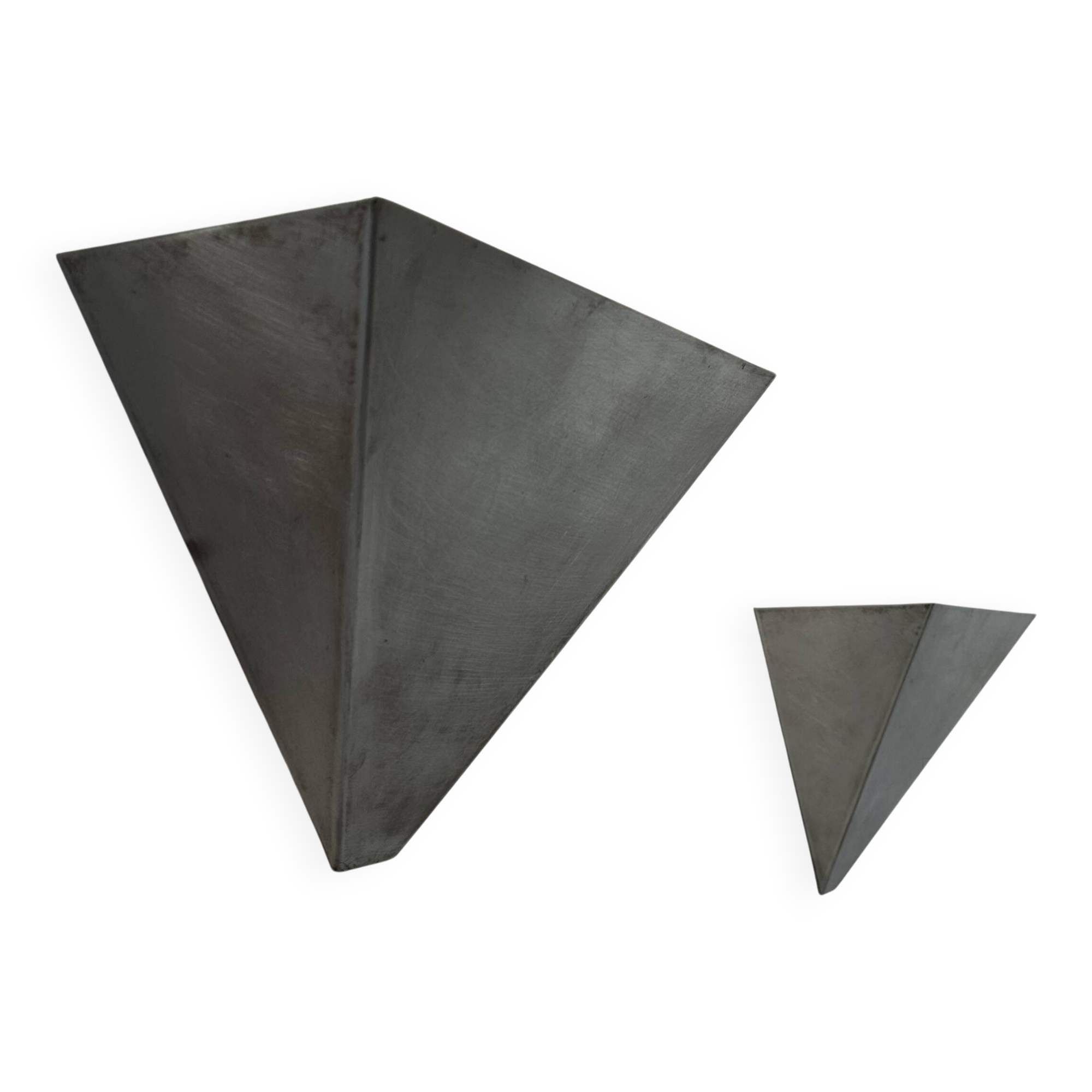 Pair of vintage wall lights, brushed metal, France 1970.