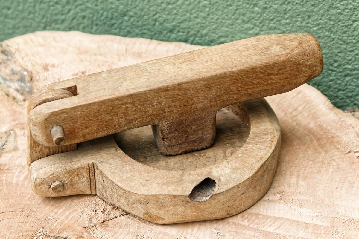 Savoyard brutalist wooden nutcracker, popular art