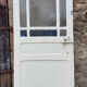 Old glass door, cathedral glass, wood, vintage