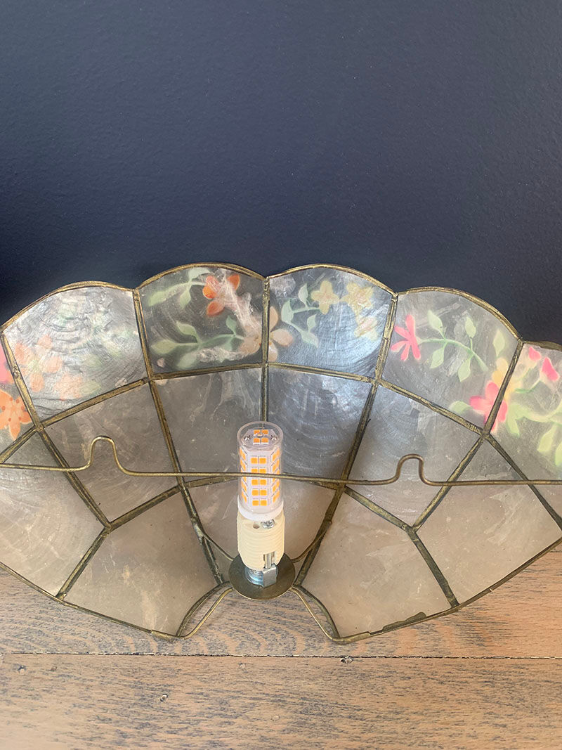 Mother-of-pearl and brass wall lamp