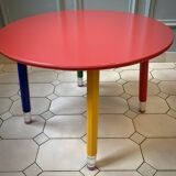 Postmodern round table, chair and bookcase by Pierre Sala 1980