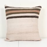 20" x 20" Handmade Organic Striped Square Pillow Cover, Ethnic Chair Decor from Anatolian