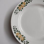 Plat rond à pied ancien signé Labrut frères fleurs