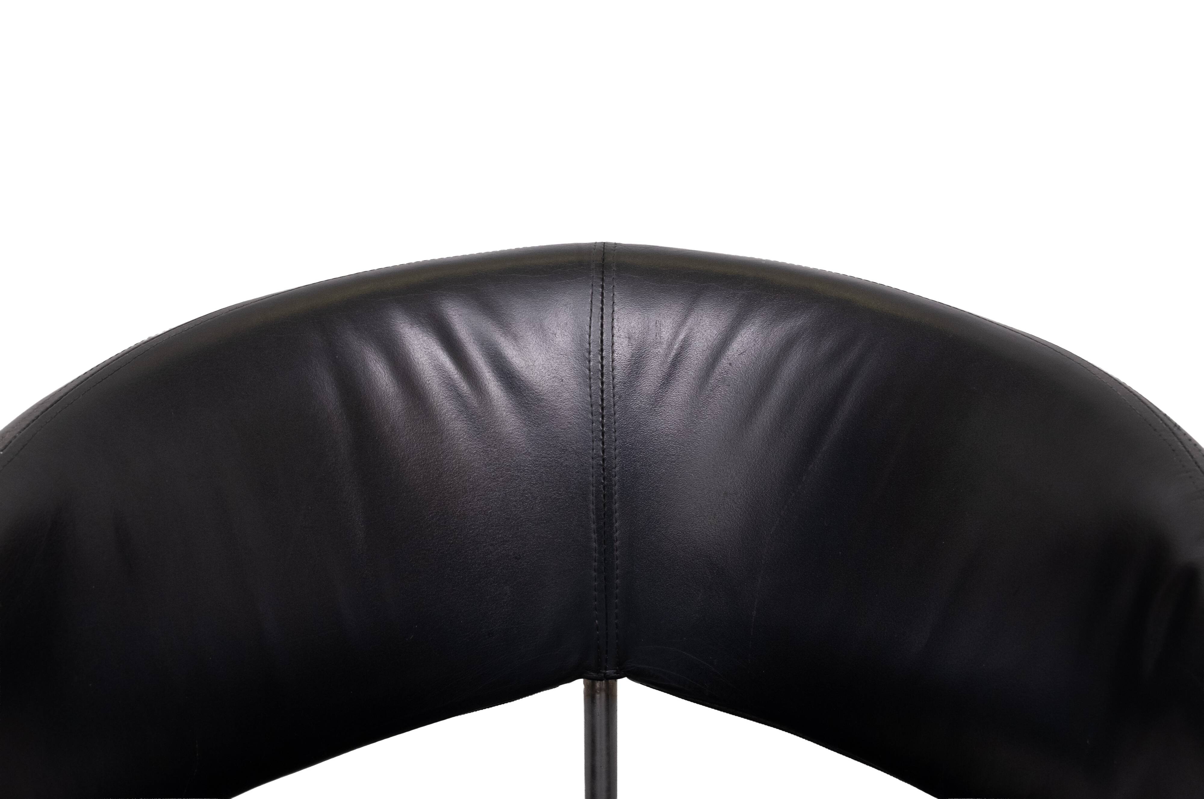 Set of 4 Black Leather Dining Chairs by Castelijn, 1990s