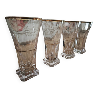 Lot de 4 verres à pastis Bistrot anciens avec marque de dosage