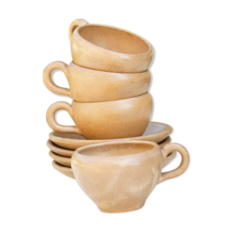 Tasses et sous tasses en grès