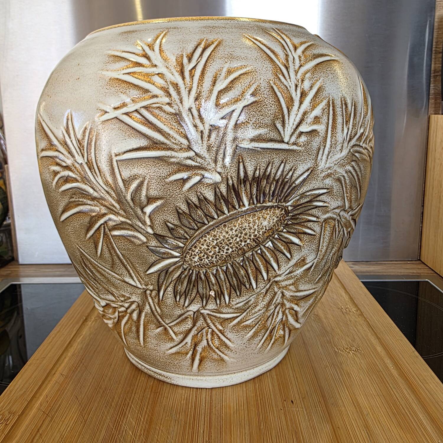 Large Round Vase Vallauris Huguette BESSONE - Brutalist - 23 cm