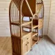Large arch bookshelf "Pacific Rattan" sun cane bohemian chic