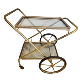 Chariot de bar vintage en laiton et verre – années 60
