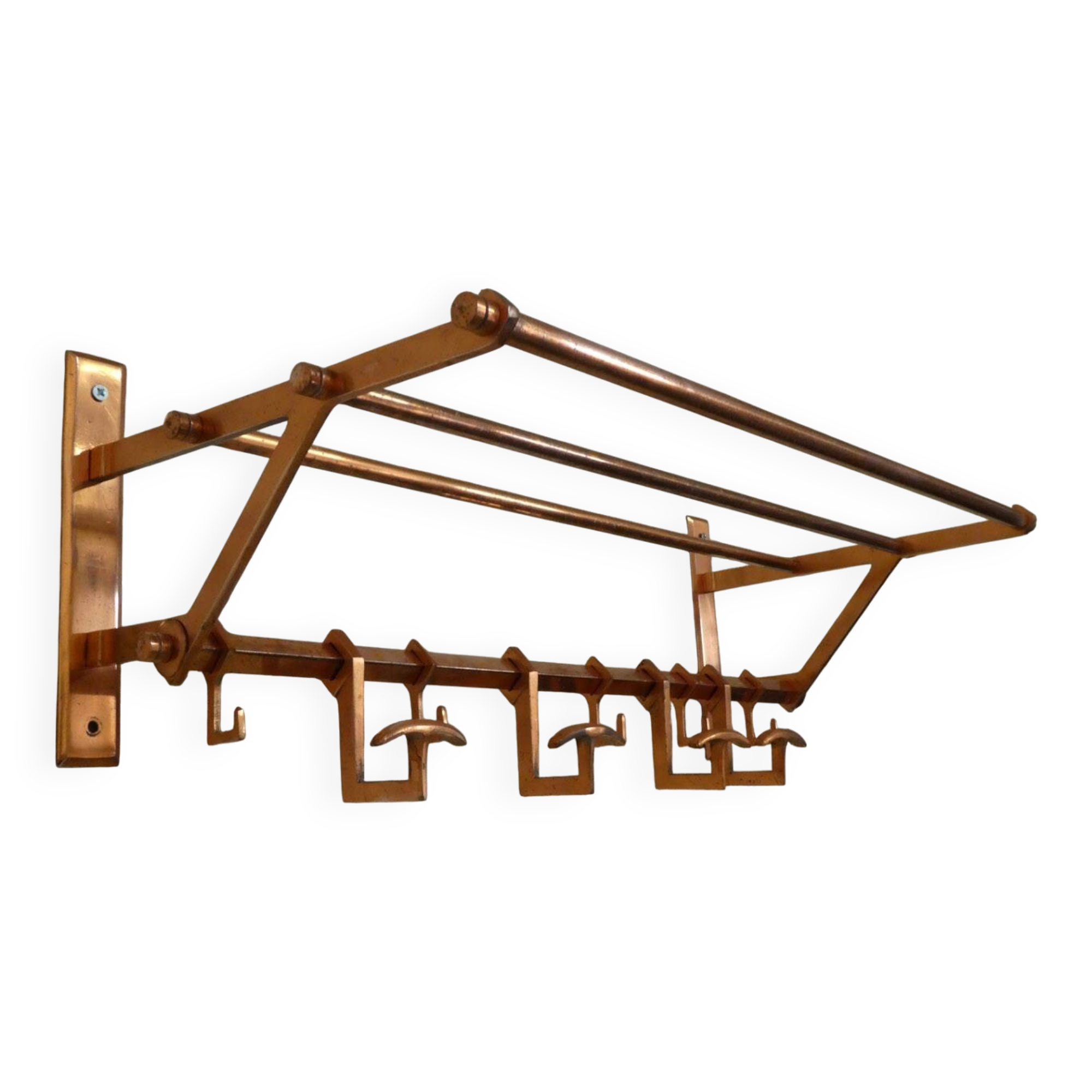 Copper cloakroom coat rack, 1930