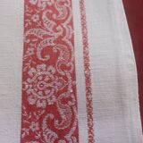 2 old red and white damask napkins