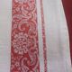 2 old red and white damask napkins