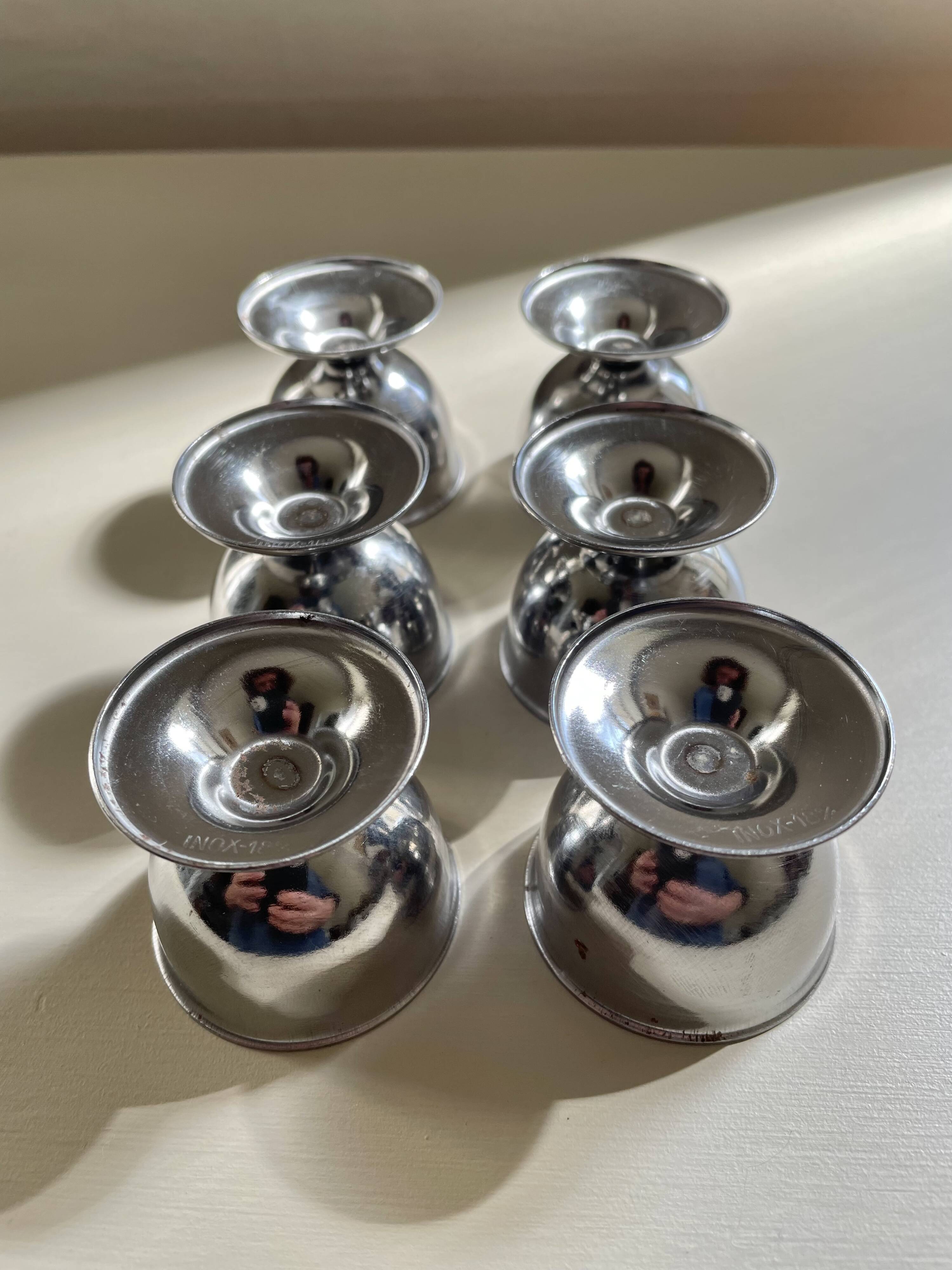 Vintage stainless steel egg cups