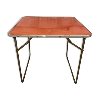Table camping pliante orange Chantazur Lafuma années 70