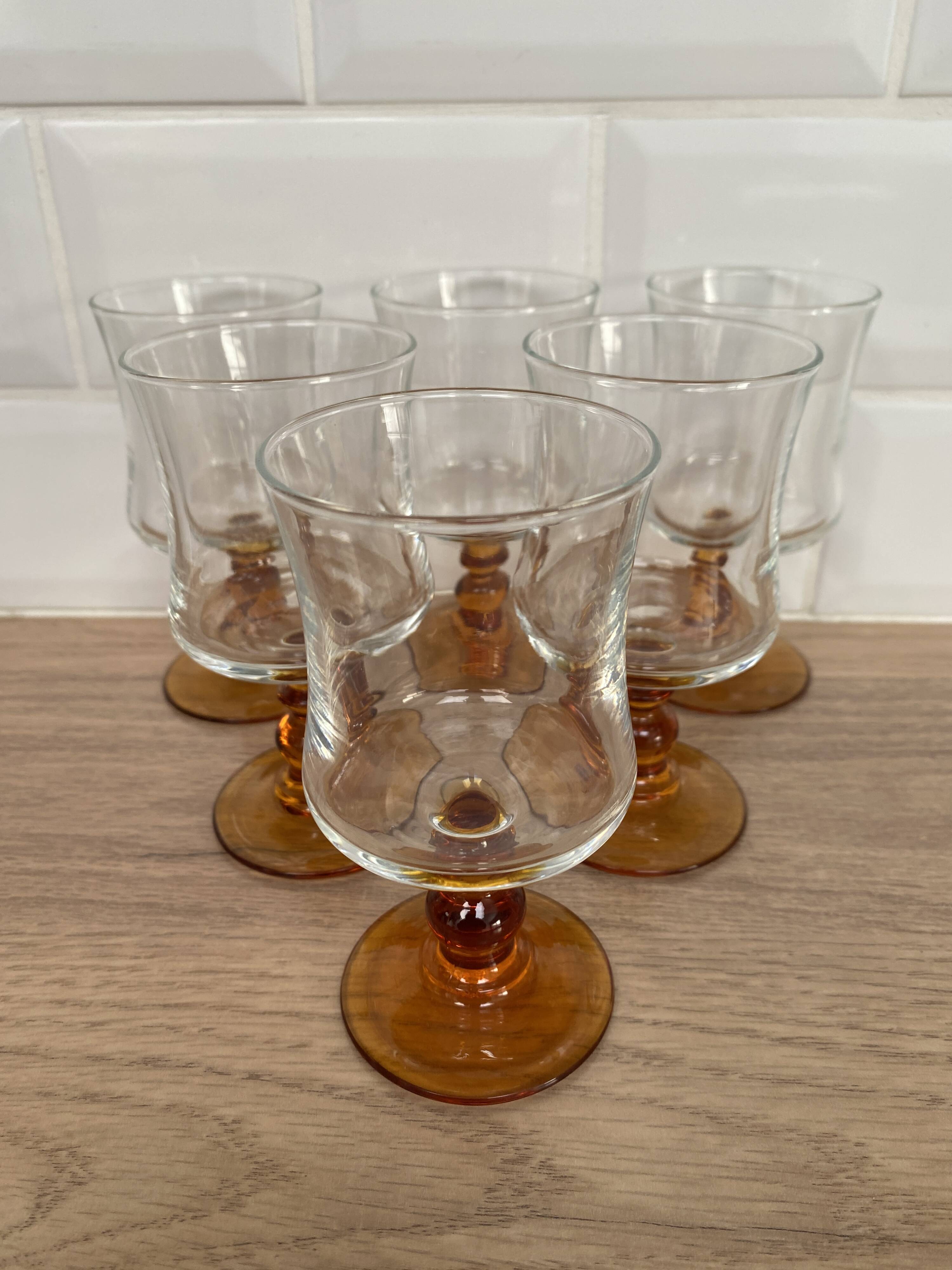 Set of 6 Luminarc white wine glasses, Antique model