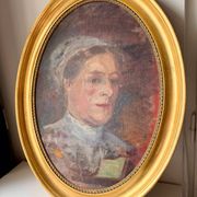Antique Portrait Oil Painting With Wooden gilded frame 58cm x 45cm