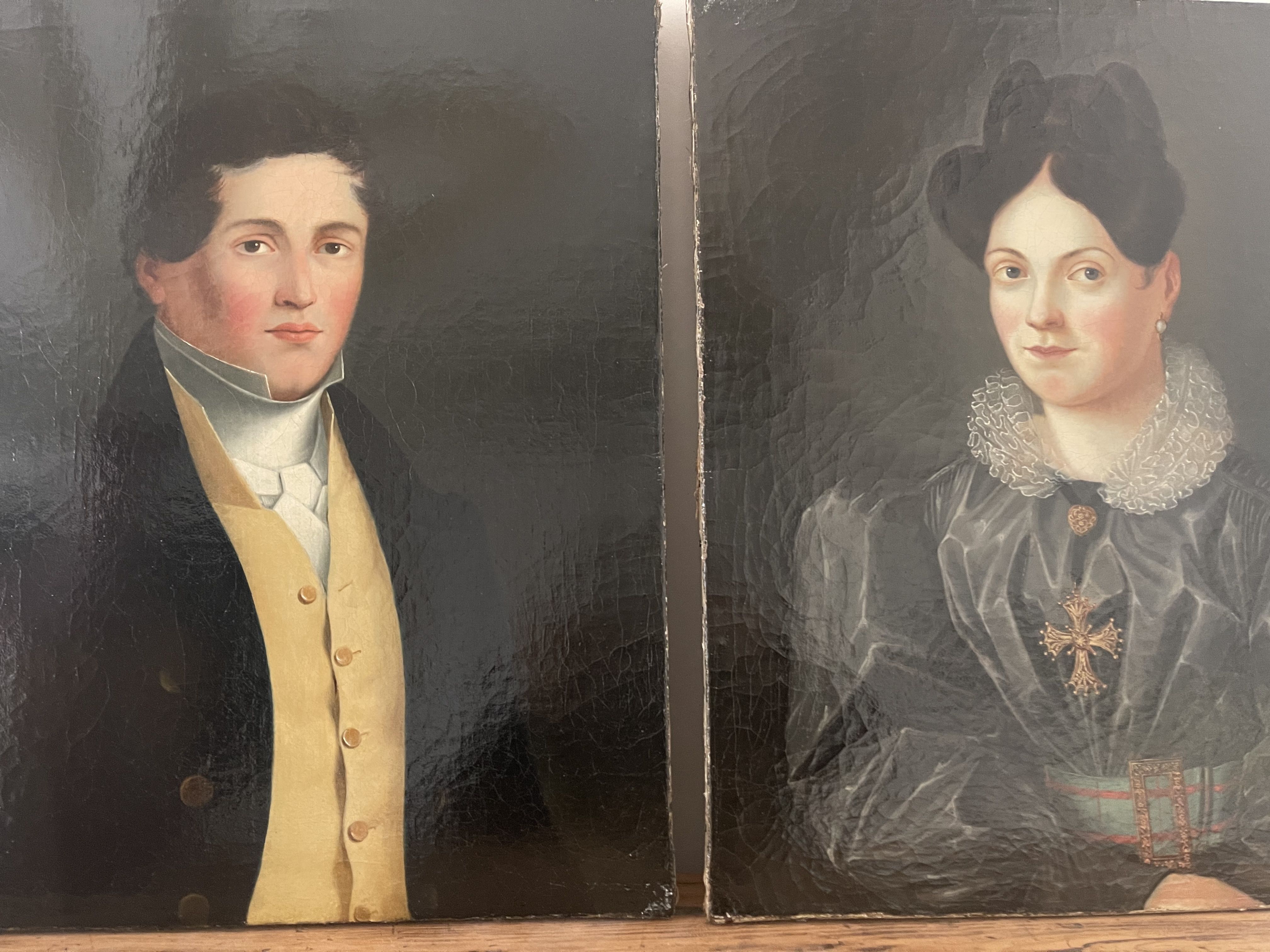 Duo portraits of a young couple painting on oil
