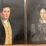 Duo portraits of a young couple painting on oil