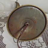 Vintage French Brass Anglepoise Table Lamp With Opaque Patterned Glass Shade 5087