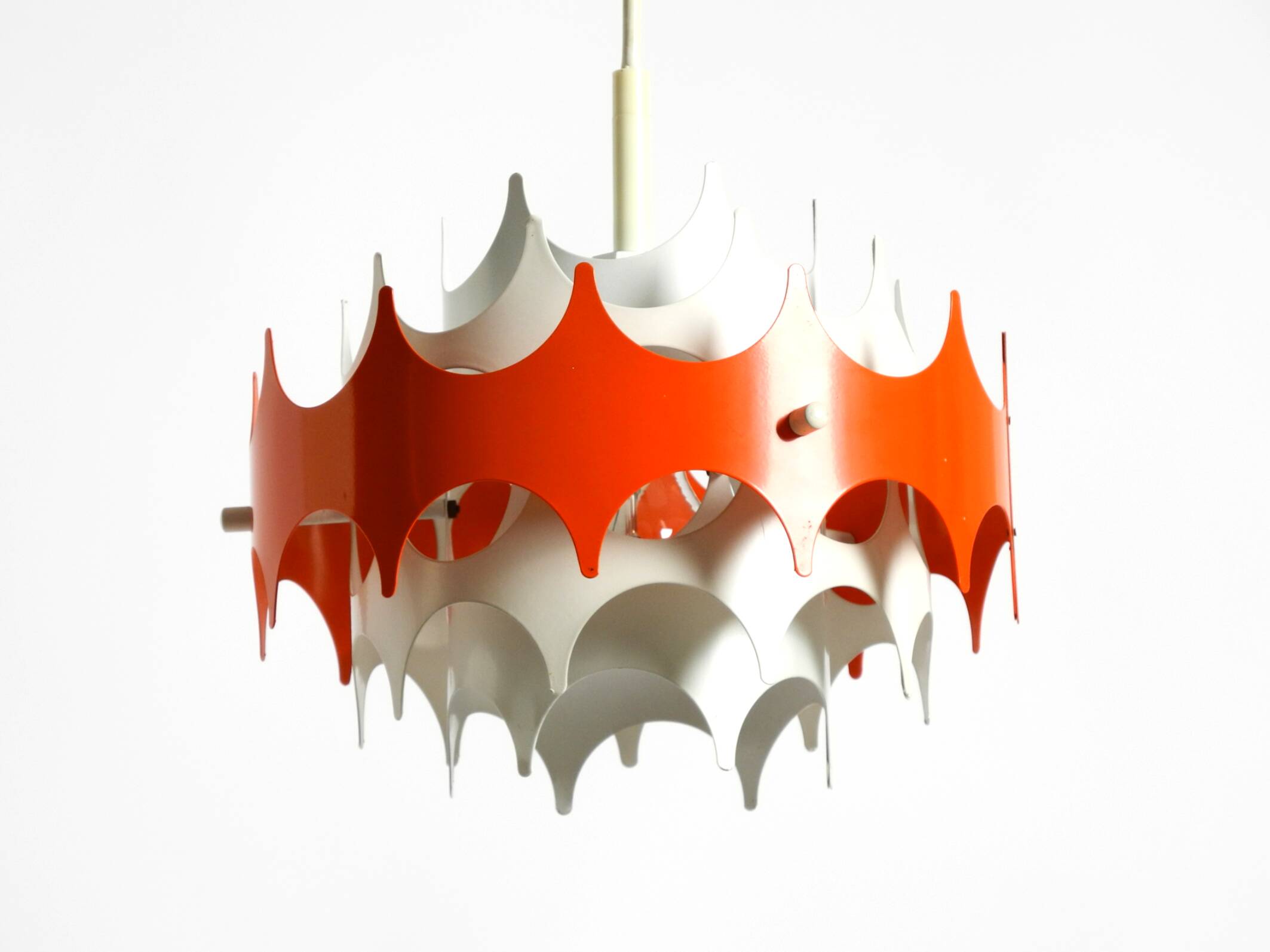 Beautiful small original 1960s Space Age metal pendant lamp by Doria