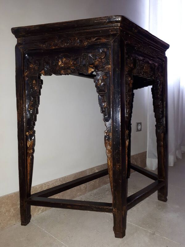 Ancienne console chinoise en bois laqué, chine dynastie qing