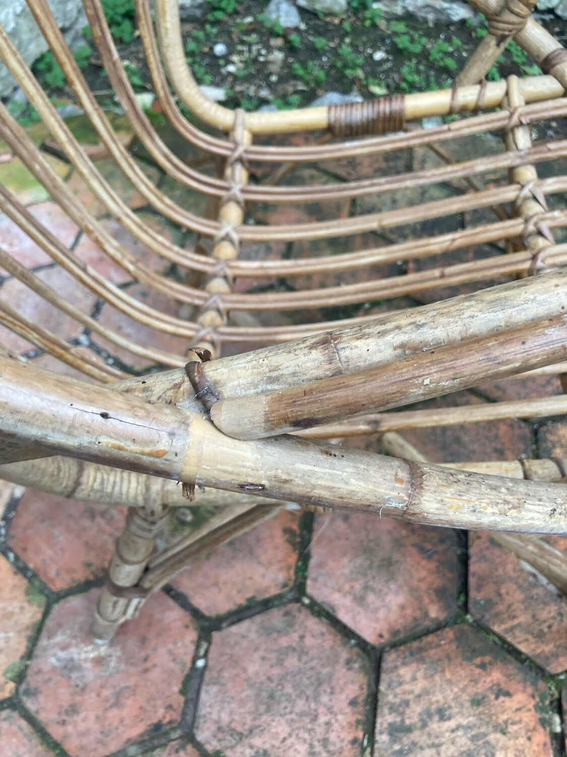 Pair of vintage rattan armchairs