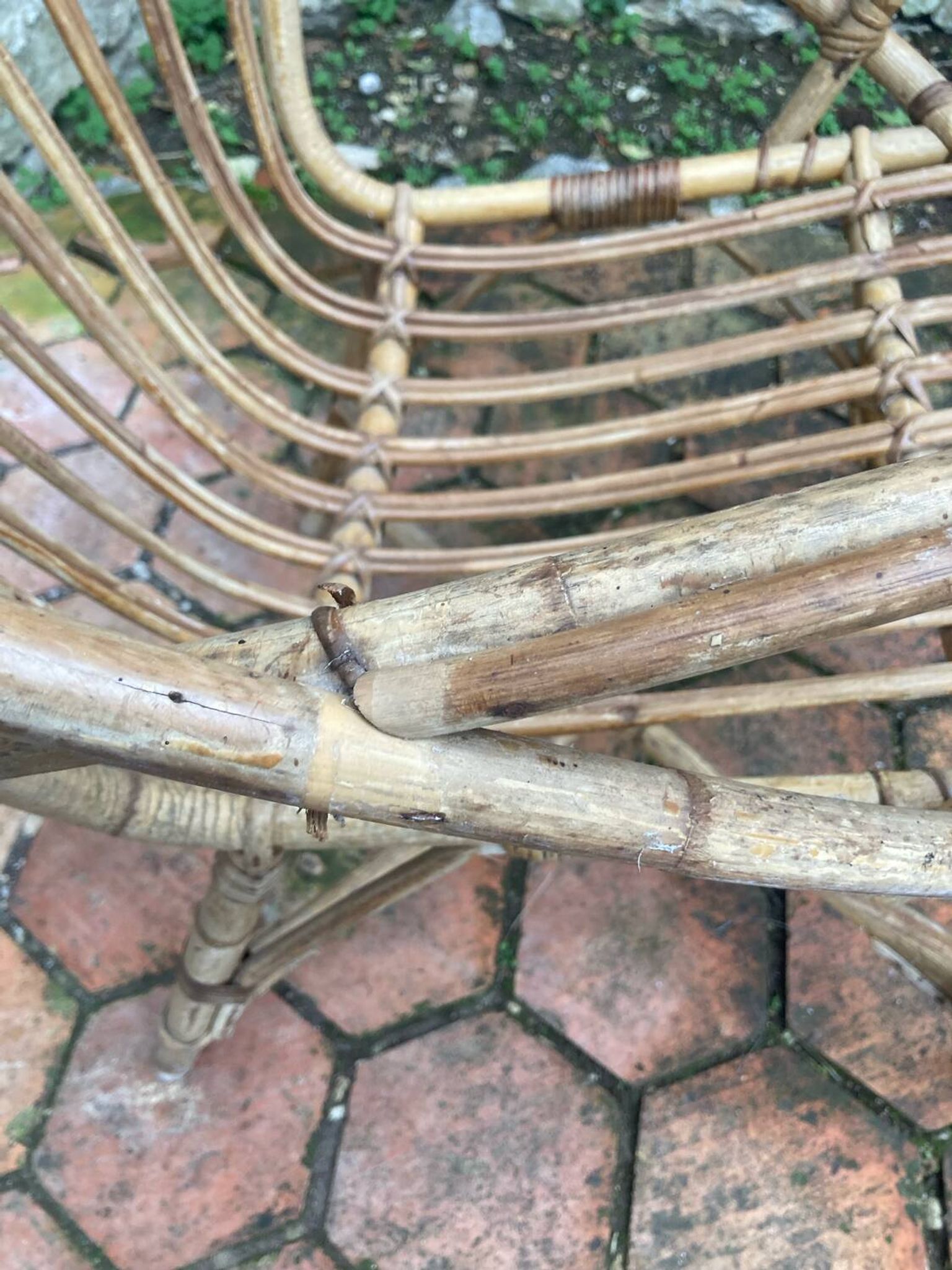 Pair of vintage rattan armchairs