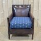 Club armchair art deco era leather and fabric cushion