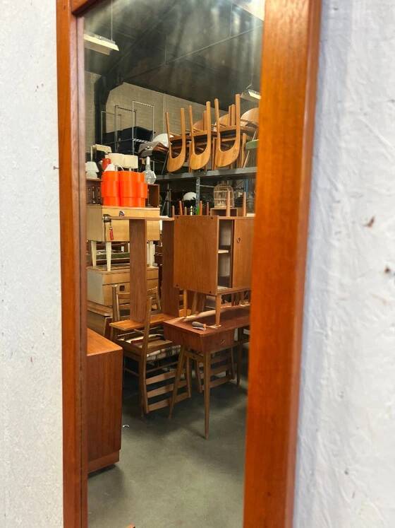 Vintage Teak Mirror, Miljo, Ab Nybrofabriken, Sweden 1950's