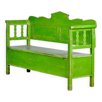Banc ancien en pin, années 1920