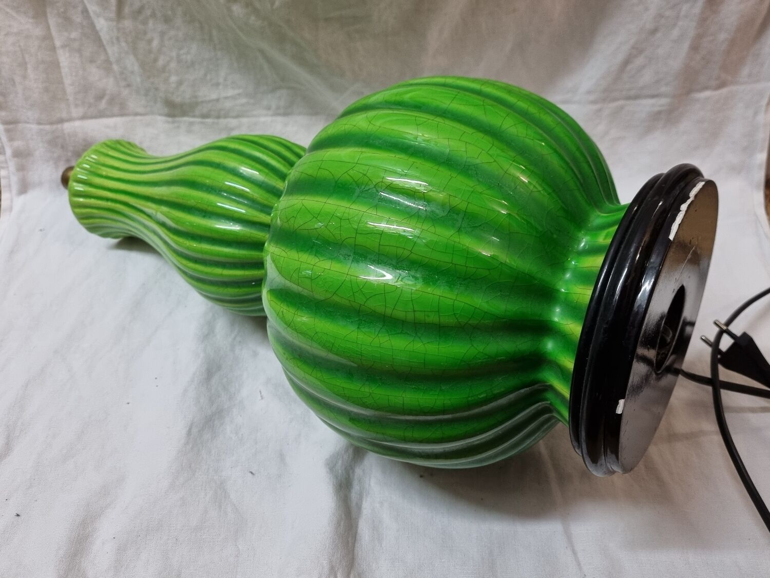 Vintage enamelled ceramic lamp from 1970