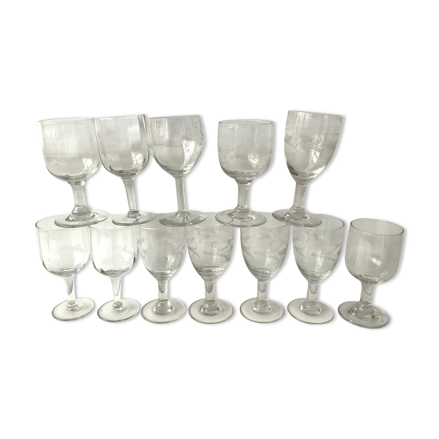 12 mismatched glasses