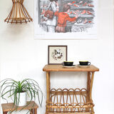 Side table rattan magazine holder