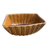 Rectangular glazed ceramic barbotine dish for asparagus sauce, asparagus patterns