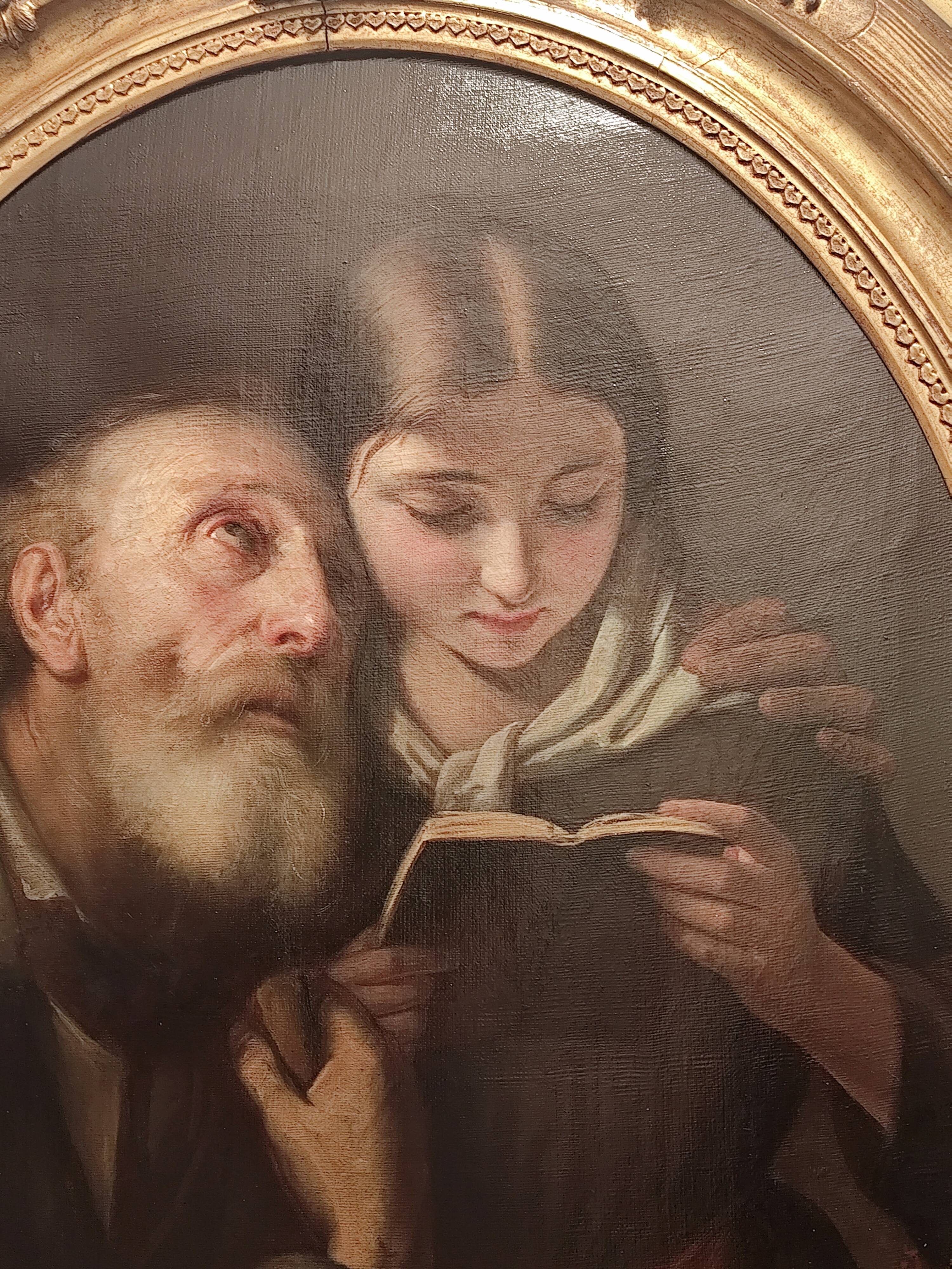Superb old Italian school portrait of pious reading Fortunato Bello