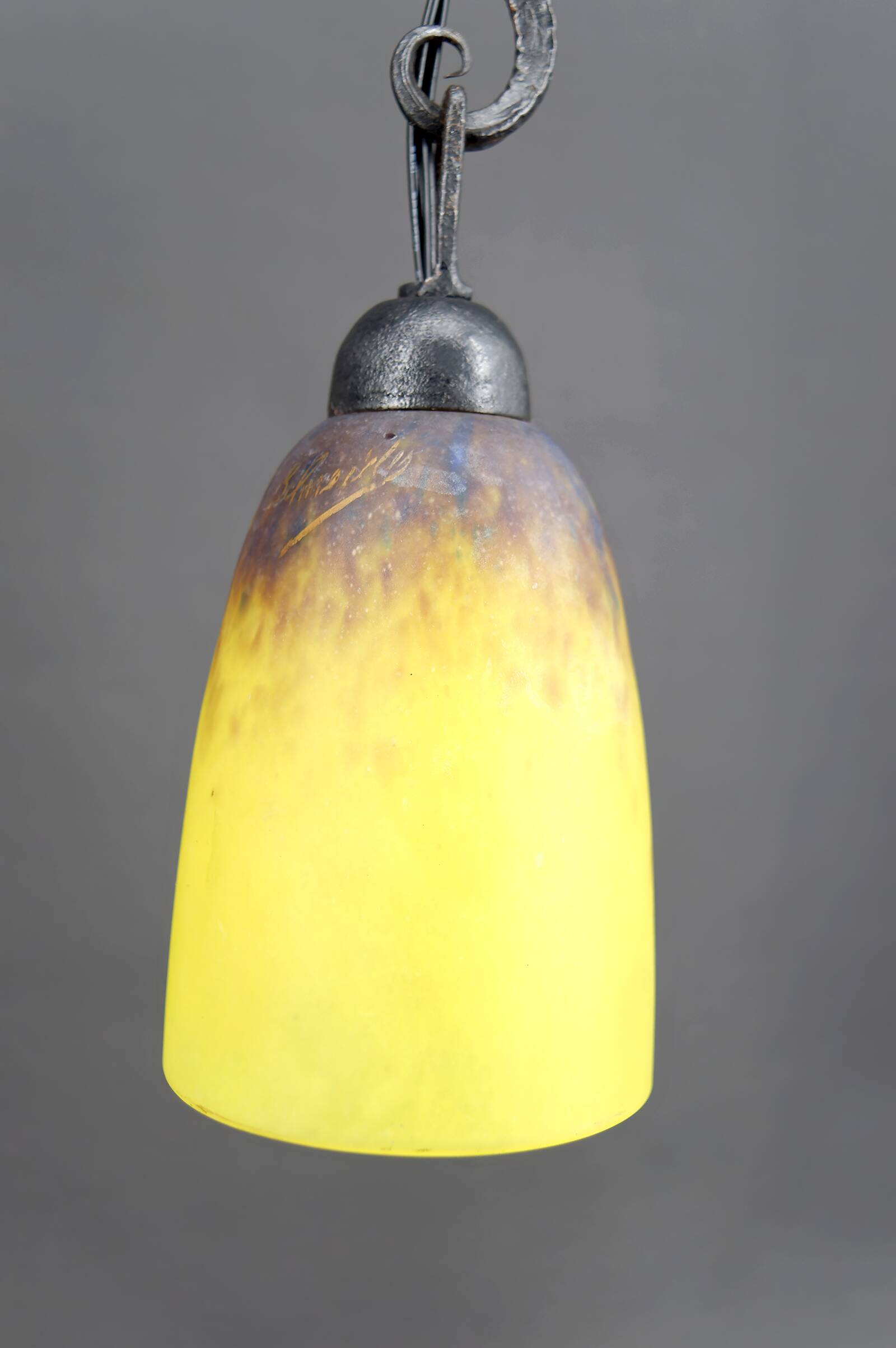 Important Double-Headed Lamp, Wrought Iron by Schneider, France, c. 1920