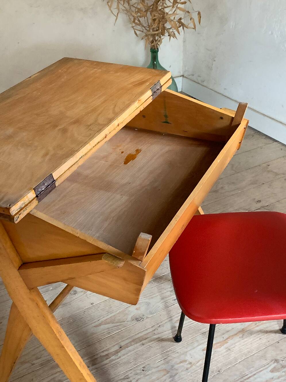 Bureau pupitre vintage pied compas portique