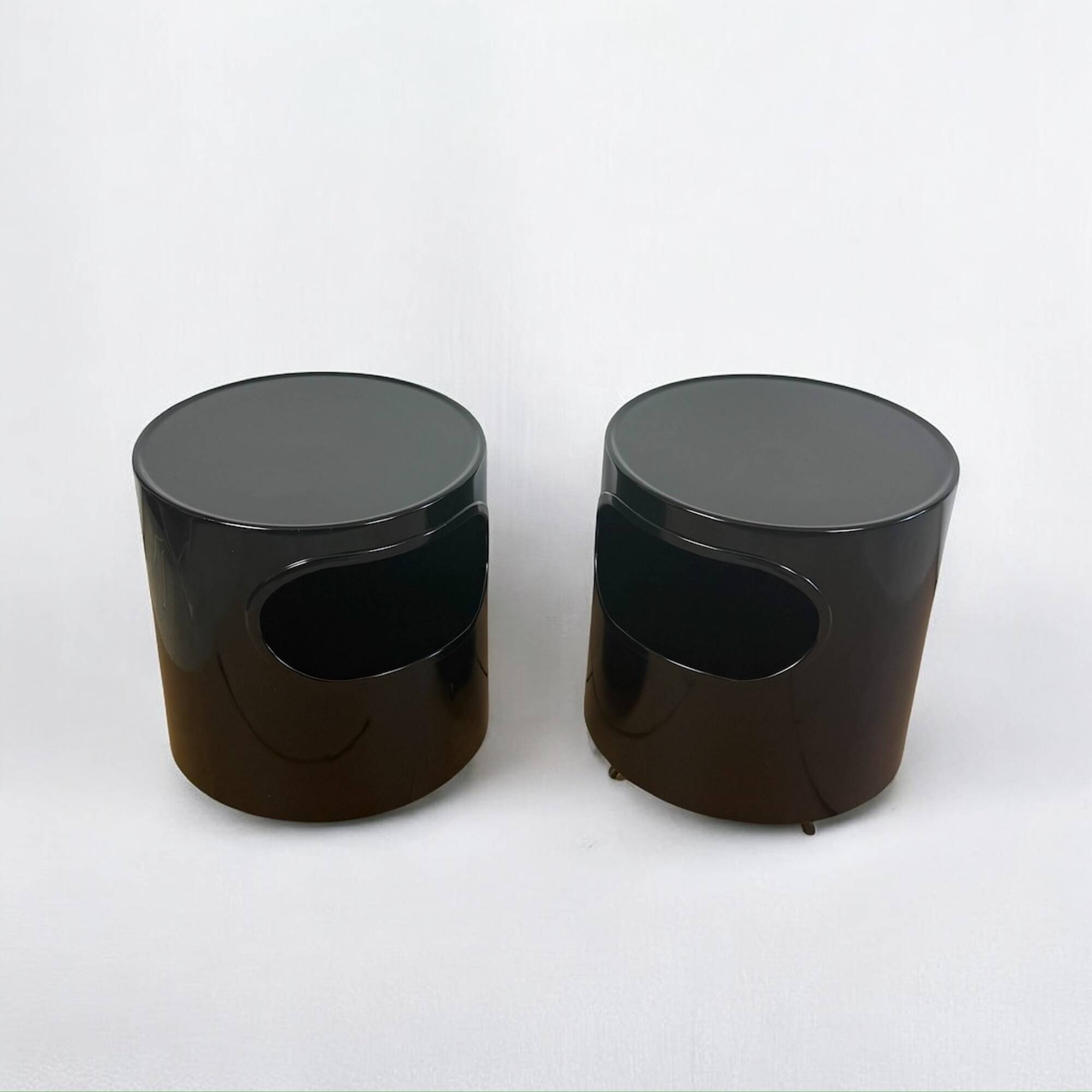Pair of Black Giano Vano Tables by Artemide Italy 1970s