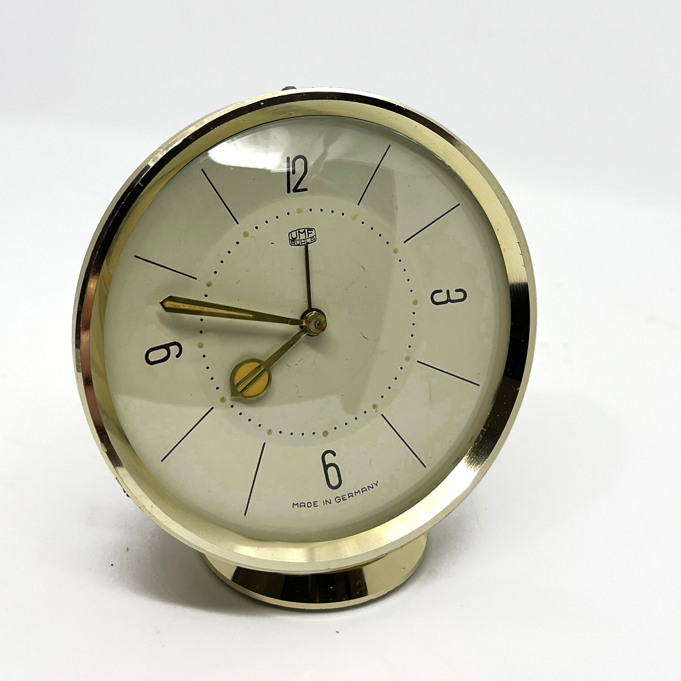Brass alarm clock, UMF Ruhla, Germany, 1960s