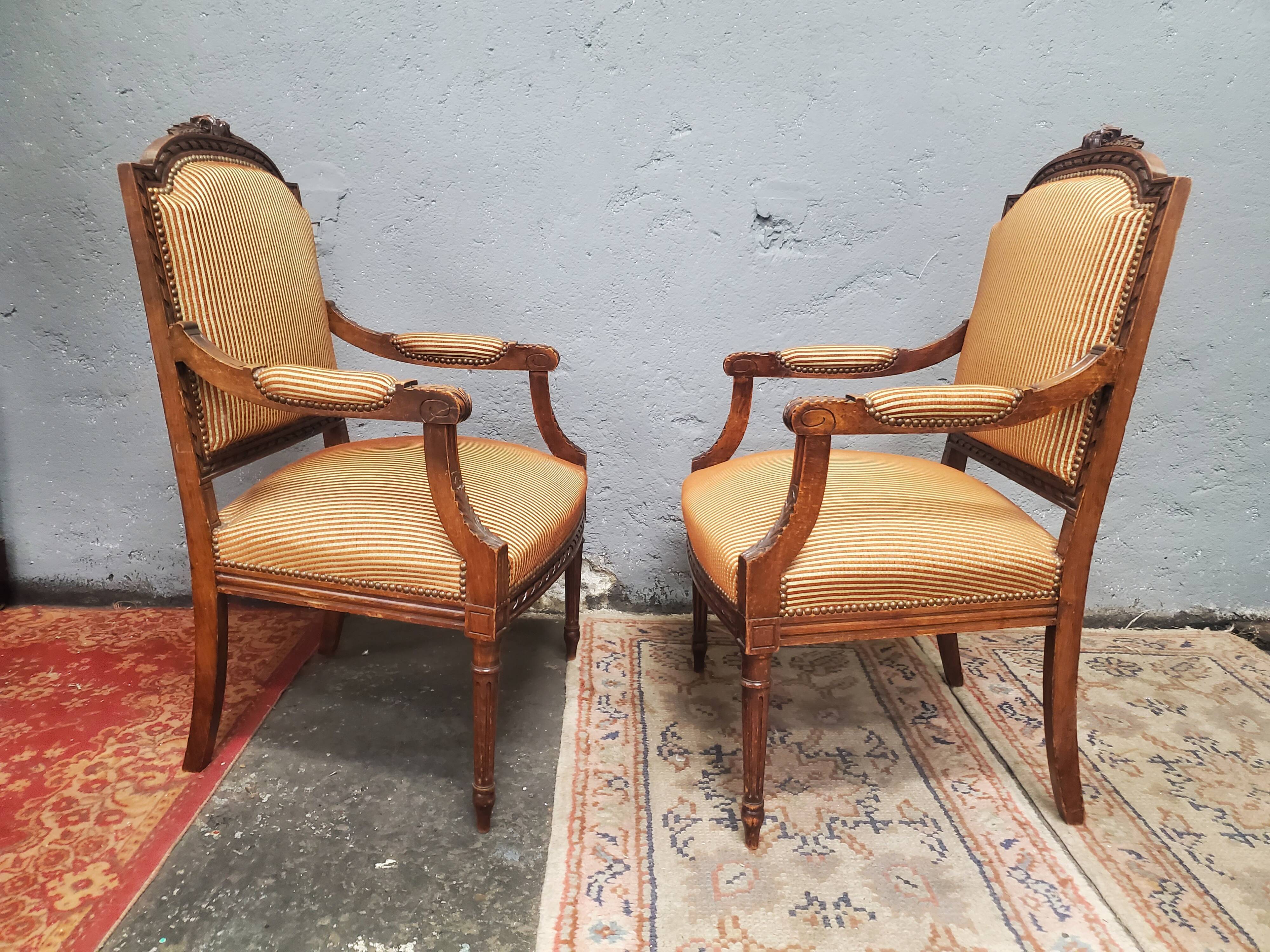 Pair of Louis XVI style armchairs